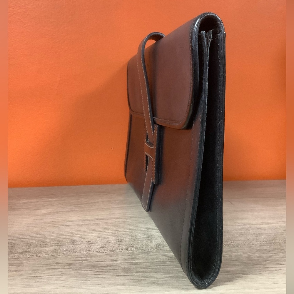 Italian Black Leather Medium Clutch - Picture 4 of 10